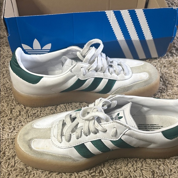 adidas Sambae White and Green Sneakers - Picture 8 of 9